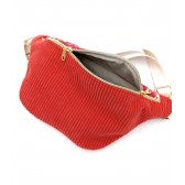 Sac banane - Orange spicy. Velours côtelé et matelassé indien, pour l'été. Fabriqué en France