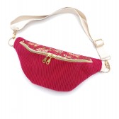 Sac banane - Fuchsia. Velours côtelé, matelassé indien pour l'été.