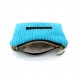 Porte-monnaie, en velours côtelé et matelassé indien, Turquoise : petit et mignon
