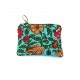 Porte-monnaie, en velours côtelé et matelassé indien, Turquoise : fleuri et coloré