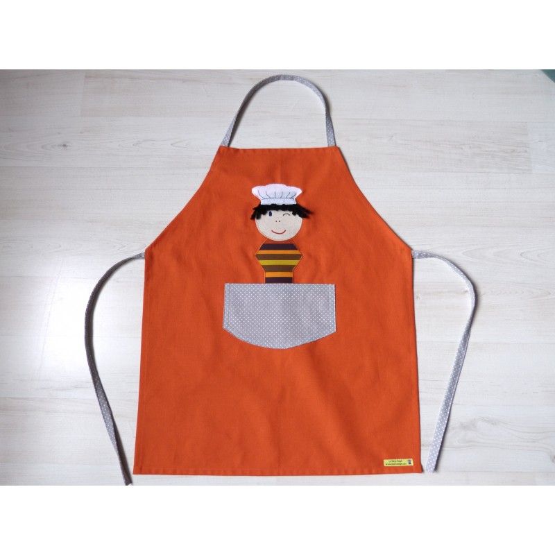 Tablier garçon : Ptit chef orange. Idéal cuisine, jardin, loisirs Tablier garçon : Ptit chef orange. Idéal cuisine, jardin, loisirs