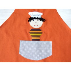 Tablier enfant : Ptit chef orange. Fait main et unique