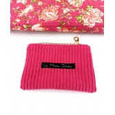 Porte-monnaie, en velours côtelé et matelassé indien, Fuchsia : pour l'été, fabriqué en France