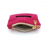 Porte-monnaie, en velours côtelé et matelassé indien, Fuchsia : petit et mignon