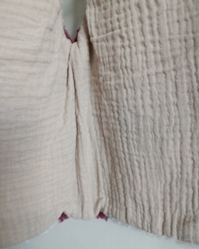 Gilet de berger ivoire à coeur prune : doublé en double gaze de coton