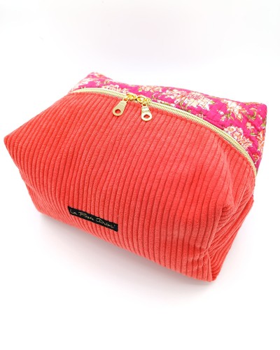 Trousse de toilette : Orange Indien . Matelassé indien, imperméable.