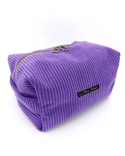 Trousse de toilette : Velours violet . Grande capacité, velours côtelé.