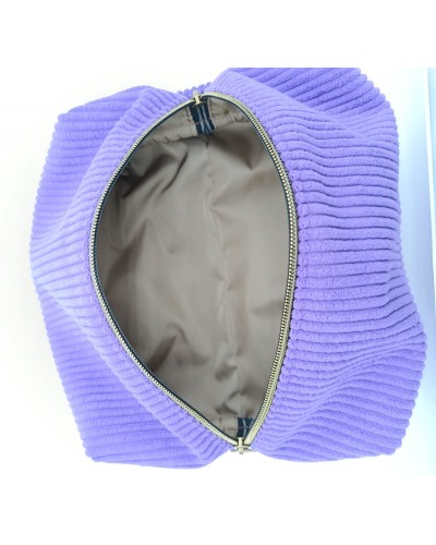 Trousse de toilette : Velours violet . Imperméable, double curseurs.