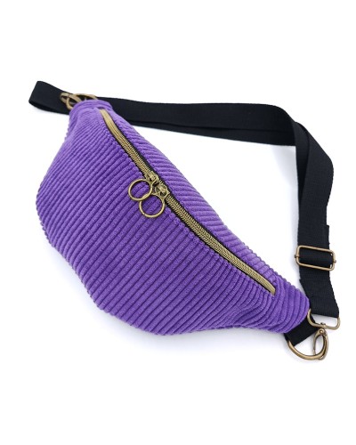 Sac banane - Velours violet.  Pour l'hiver. Fabriqué en France