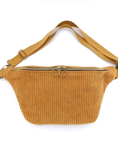 Sac banane - Velours moutarde.  pour l'hiver.