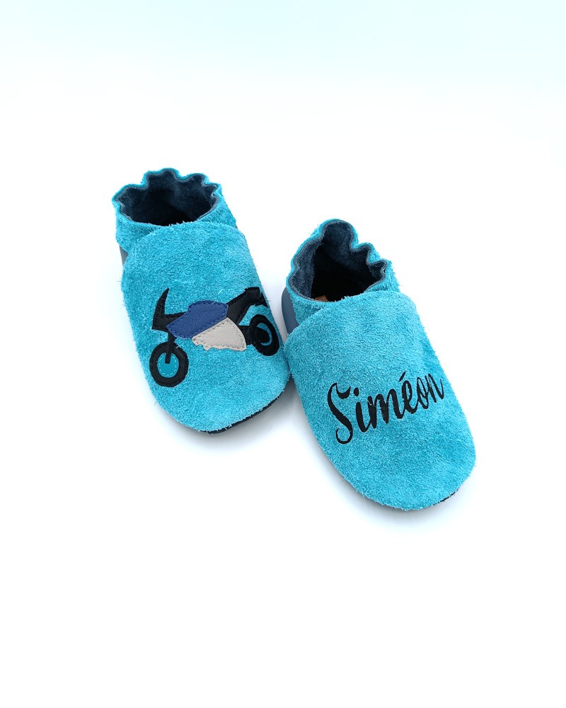 Chaussons en cuir souple - Moto. Antidérapants et résistants, à personnaliser
