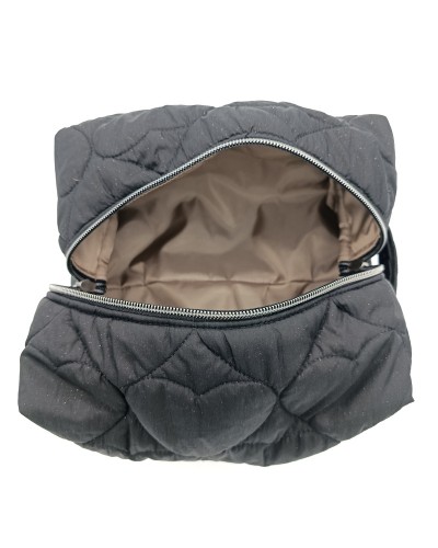 Trousse de toilette : Cœur pailleté matelassée. Grand format.