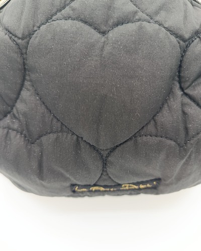 Trousse de toilette : Cœur pailleté matelassée. Brillante.