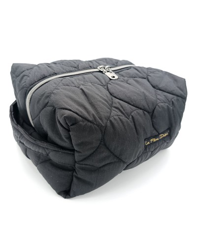 Trousse de toilette : cœur pailleté matelassée . Grande capacité, matelassée noir.