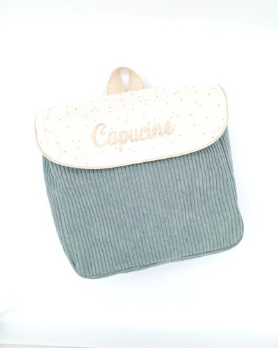 Sac à dos personnalisé - Velours et double gaze. Cartable de maternelle.