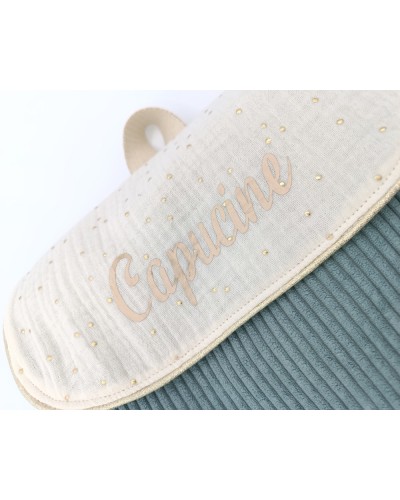 Sac à dos personnalisé - Velours et double gaze. Personnalisé en flex thermoccollant