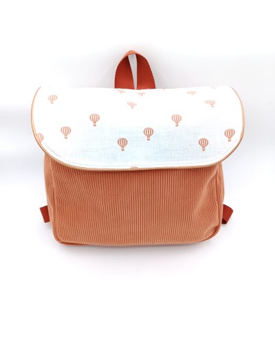 Sac à dos personnalisé - Montgolfière. Cartable de maternelle.