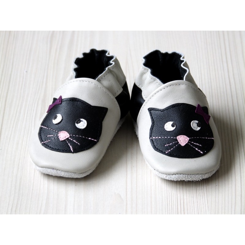 Chaussons en cuir Gripz 12-18mois - Panda Grey