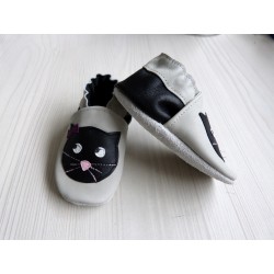 Chaussons fourrés en cuir pour enfant Nougat le Chat