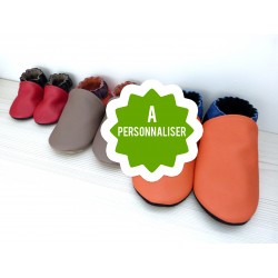 Chaussons en cuir enfant et adulte - Couleurs à personnaliser - Unique et original