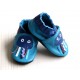 Chaussons en cuir souple - Méduses bleues. Antidérapants et résistants