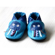 Chaussons en cuir souple - Mes Méduses bleues