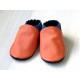 Chaussons en cuir souples - Orange, Bleu électrique, Noir. Antidérapants et résistants