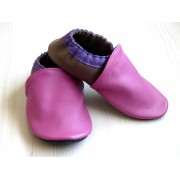 Chaussons en cuir souples bébé, enfant et adulte - Rose, Violet, Taupe