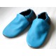Chaussons en cuir souples - Bleu Turquoise, Taupe. Antidérapants et résistants