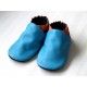 Chaussons en cuir souples - Bleu Turquoise, Orange, Noir. Antidérapants et résistants