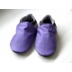 Chaussons en cuir souples - Violet, Prune, Gris perle. Antidérapants et résistants